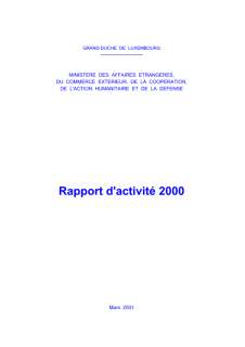 Rapport d'activité 2000 du ministère des Affaires étrangères, du Commerce extérieur, de la Coopération, de l'Action humanitaire et de la Défense