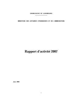 Rapport d'activité 2007 du ministère des Affaires étrangères et de l'Immigration