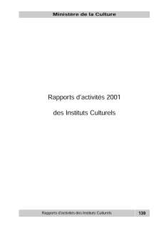 culture1, Rapport d'activité 2001 du ministère de la Culture (deuxième partie: les instituts culturels)