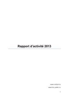 Rapport d'activité 2013 du ministère de la Culture