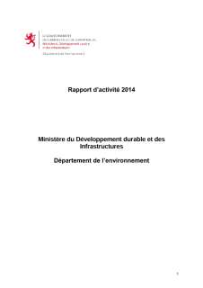 DEPARTEMENT DE L’ENVIRONNEMENT, Rapport d'activité 2014 du Département de l'environnement