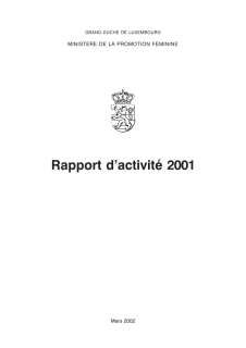 Rapport d'activité 2001 du ministère de la Promotion féminine