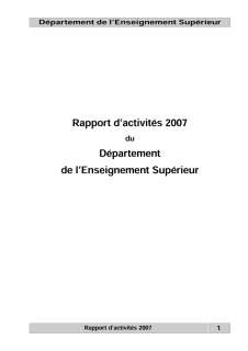 esup2007, Rapport d'activité 2007 du département de l'enseignement supérieur