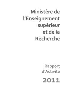 Rapport d'activité 2011 du ministère de l'Enseignement supérieur et de la Recherche