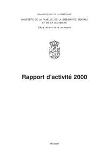 Microsoft Word - Rapport2000Final7.5.2001, Rapport d'activité 2000 du ministère de la Famillede la Famille, de la Solidarité sociale et de la Jeunesse