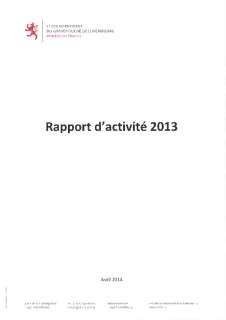 Rapport d'activité 2013 du ministère des Finances