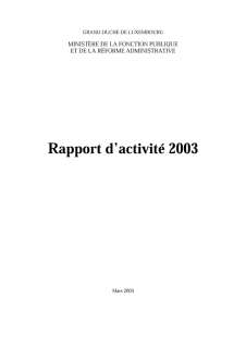 Rapport d'activité 2003 du ministère de la Fonction publique et de la Réforme administrative