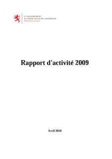 Rapport d'activité 2009 du ministère de la Justice