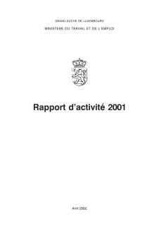 32002-0504-01 TRAVAIL.pdf, Rapport d'activité 2001 du ministère du Travail et de l'Emploi