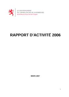 Rapport d'Acitivité 2004, Rapport d'activité 2006 du ministère du Travail et de l'Emploi