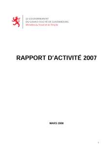 Rapport d'Acitivité 2004, Rapport d'activité 2007 du ministère du Travail et de l'Emploi