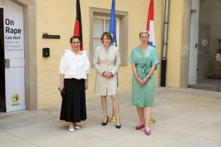(v.l.n.r.) I.K.H. die Großherzogin; Elke Büdenbender, First Lady der Bundesrepublik Deutschland; Sam Tanson, Ministerin für Kultur und der Justiz