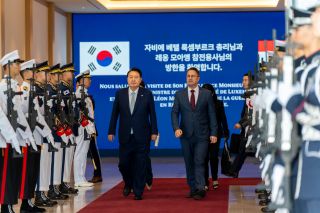 (de g. à dr.) Xavier Bettel, Premier ministre, ministre d’État ; Yoon Suk-Yeol, président de la république de Corée