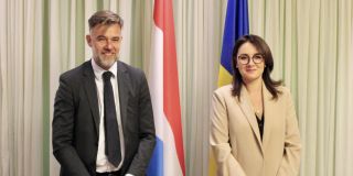(de g. à dr.) Franz Fayot, ministre de la Coopération et de l'Action humanitaire; Yuliia Svyrydenko, Première Vice-Première ministre et ministre de l’Économie de l'Ukraine