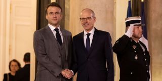 (from l. to r.) Emmanuel Macron, President of the French Republic; Luc Frieden, Prime Minister