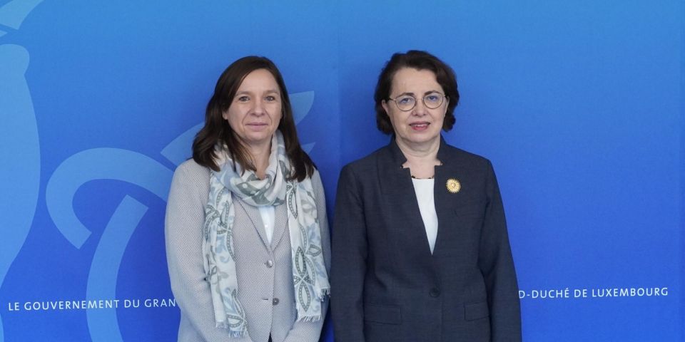 (de g. à dr.) Stéphanie Obertin, ministre de la Recherche et de l’Enseignement supérieur,; S.E. Madame Claire Lignières-Counathe, ambassadrice de France au Luxembourg