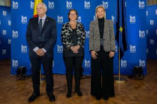 (fr. l. to r.) Josep Borrell, EU High Representative for Foreign Affairs and Security Policy; Yuriko Backes, Minister of Defence; Ludivine Dedonder, Minister of Defence of the Kingdom of Belgium.