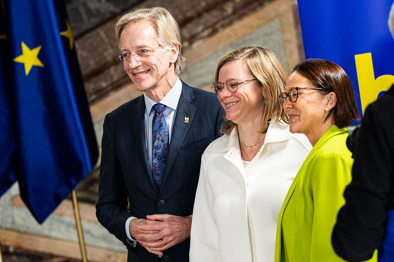 (fr. l. to r.) Robbert Dijkgraaf, Minister for Education, Culture and Science of the Kingdom of the Netherlands; Marie-Colline Leroy, Secretary of State for Gender Equality, Equal Opportunities and Diversity of the Kingdom of Belgium; Yuriko Backes, Minister for Gender Equality and Diversity