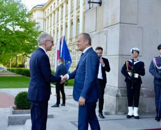 (de g. à dr.) Luc Frieden, Premier ministre ; Donald Tusk, Premier ministre de la Pologne