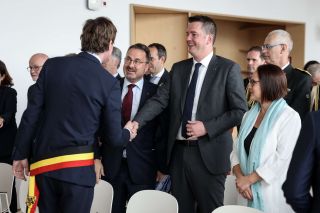 (fr. l. to r.) Mathias De Clercq, Mayor of Ghent; Xavier Bettel, Vice Prime Minister, Minister for Foreign Affairs and Foreign Trade, Minister for Development Cooperation and Humanitarian Affairs; Lex Delles, Minister of the Economy, SME, Energy and Tourism; Gauthier Destenay, Xavier Bettel's husband; Yuriko Backes, Minister of Defence, Minister for Mobility and Public Works, Minister for Gender Equality and Diversity;