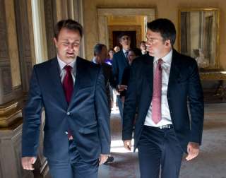  , (de g. à dr.) Xavier Bettel, Premier ministre; Matteo Renzi, président du Conseil des ministres de la République d’Italie