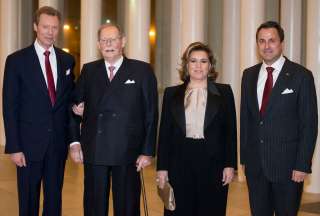 95e anniversaire de S.A.R. le Grand-Duc Jean , (de g. à dr.) S.A.R. le Grand-Duc, S.A.R. le Grand-Duc Jean; S.A.R. la Grande-Duchesse; Xavier Bettel, Premier ministre, ministre d’État