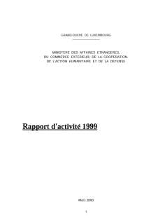 Rapport d'activité 1999 du ministère des Affaires étrangères et du Commerce extérieur