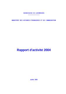 GRAND-DUCHE  DE  LUXEMBOURG, Rapport d'activité 2004 du ministère des Affaires étrangères et de l'Immigration