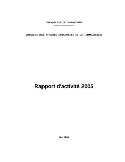 Microsoft Word - pagecouverture.doc, Rapport d'activité 2005 du ministère des Affaires étrangères et de l'Immigration