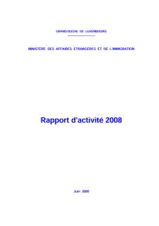 Rapport d'activité 2008 du ministère des Affaires étrangères et de l'Immigration