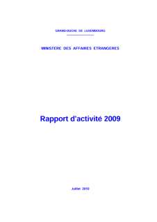Rapport d'activité 2009 du ministère des Affaires étrangères