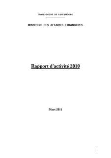 Structure pour le rapport annuel, Rapport d'activité 2010 du ministère des Affaires étrangères