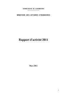 Rapport d'activité 2011 du ministère des Affaires étrangères