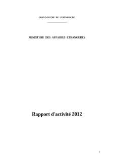 Rapport d'activité 2012 du ministère des Affaires étrangères