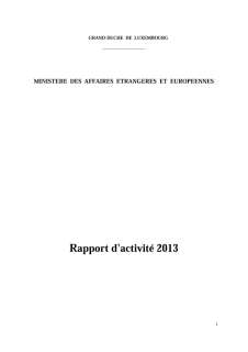 Rapport d'activité 2013 du ministère des Affaires étrangères