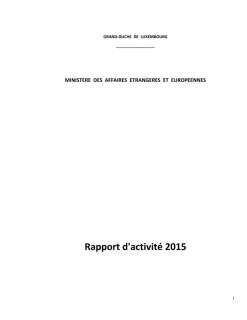 Rapport d'activité 2015 du ministère des Affaires étrangères et européennes