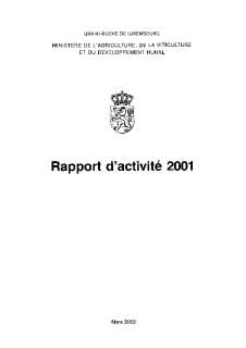 Rapport d'activité 2001 du ministère de l'Agriculture, de la Viticulture et du Développement rural