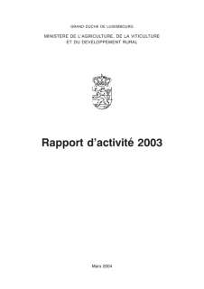Rapport d'activité 2003 du ministère de l'Agriculture, de la Viticulture et du Développement rural