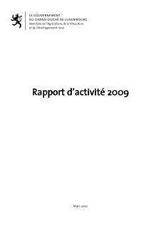 Microsoft Word - rapport_2009_agriculture.DOC, Rapport d'activité 2009 du ministère de l'Agriculture, de la Viticulture et du Développement rural