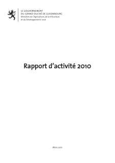 Rapport d'activité 2010 du ministère de l'Agriculture, de la Viticulture et du Développement rural
