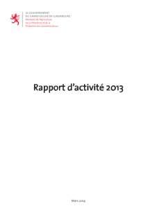Rapport d'activité 2013 du ministère de l'Agriculture, de la Viticulture et du Développement rural