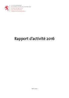 Rapport d'activité 2016 du ministère de l'Agriculture, de la Viticulture et du Développement rural