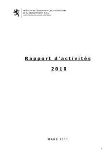 activités - 2010, Rapport d'activité 2010 de l'Administration des services vétérinaires