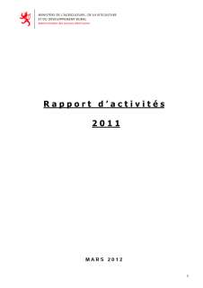 activités - 2011, Rapport d'activité 2011 de l'Administration des services vétérinaires