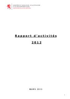 Rapport d'activité 2012 de l'Administration des services vétérinaires