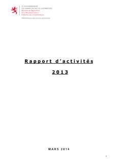 Rapport d'activité 2013 de l'Administration des services vétérinaires