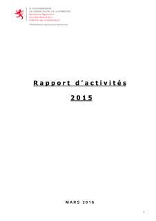 Rapport d'activité 2015 de l'Administration des services vétérinaires