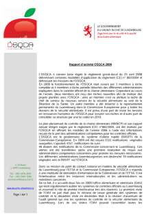 Rapport d'activité 2009 de l'Organisme pour la sécurité et la qualité de la chaîne alimentaire (OSQCA)