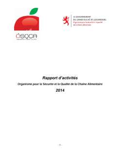 Rapport d'activité 2014 de l'Organisme pour la sécurité et la qualité de la chaîne alimentaire (OSQCA)
