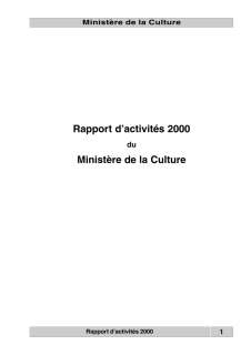 culture1, Rapport d'activité 2000 du ministère de la Culture, de l'Enseignement supérieur et de la Recherche